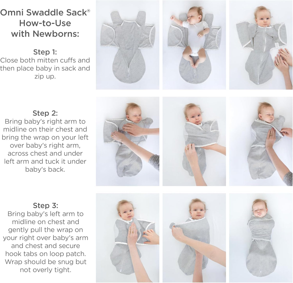 SwaddleDesigns 6-Way Omni Swaddle Sack Arms Up Swaddle for Newborn, More Options to Calm Startle