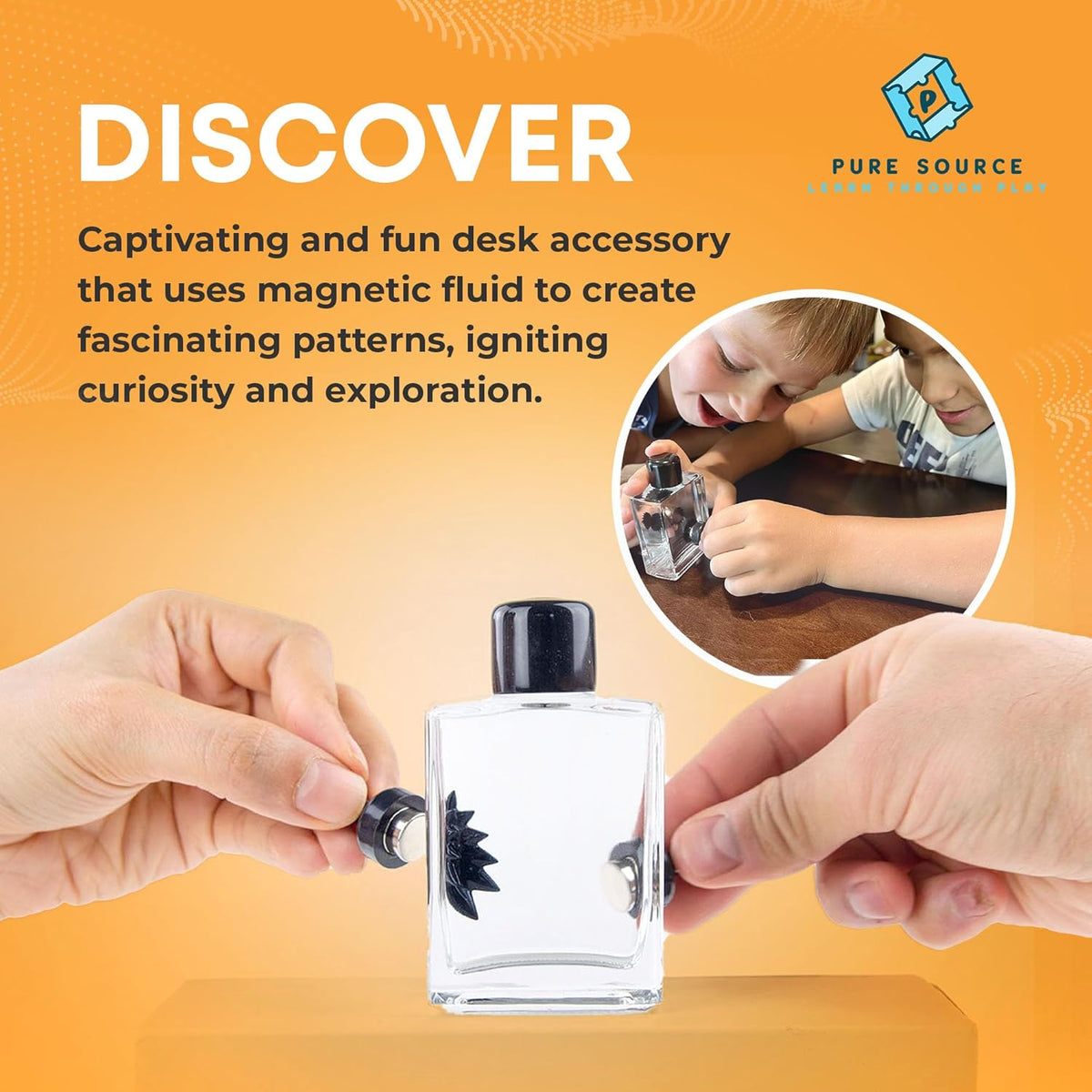 FerroFluid Display Toy Bottle – Ferro Fluid Liquid Metal STEM Toy, Magnetic Desk Toy with Neodymium