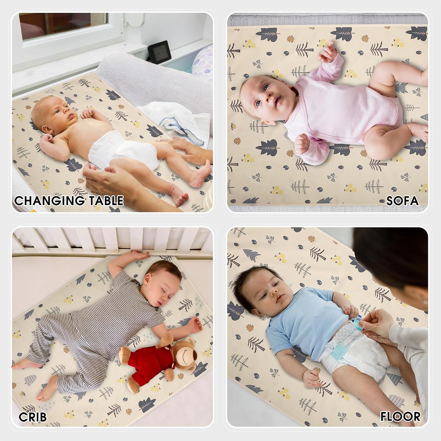 Vegan Leather Baby Changing Mat - Wipeable Portable Changing Pad, Foldable Travel Changing Mat for