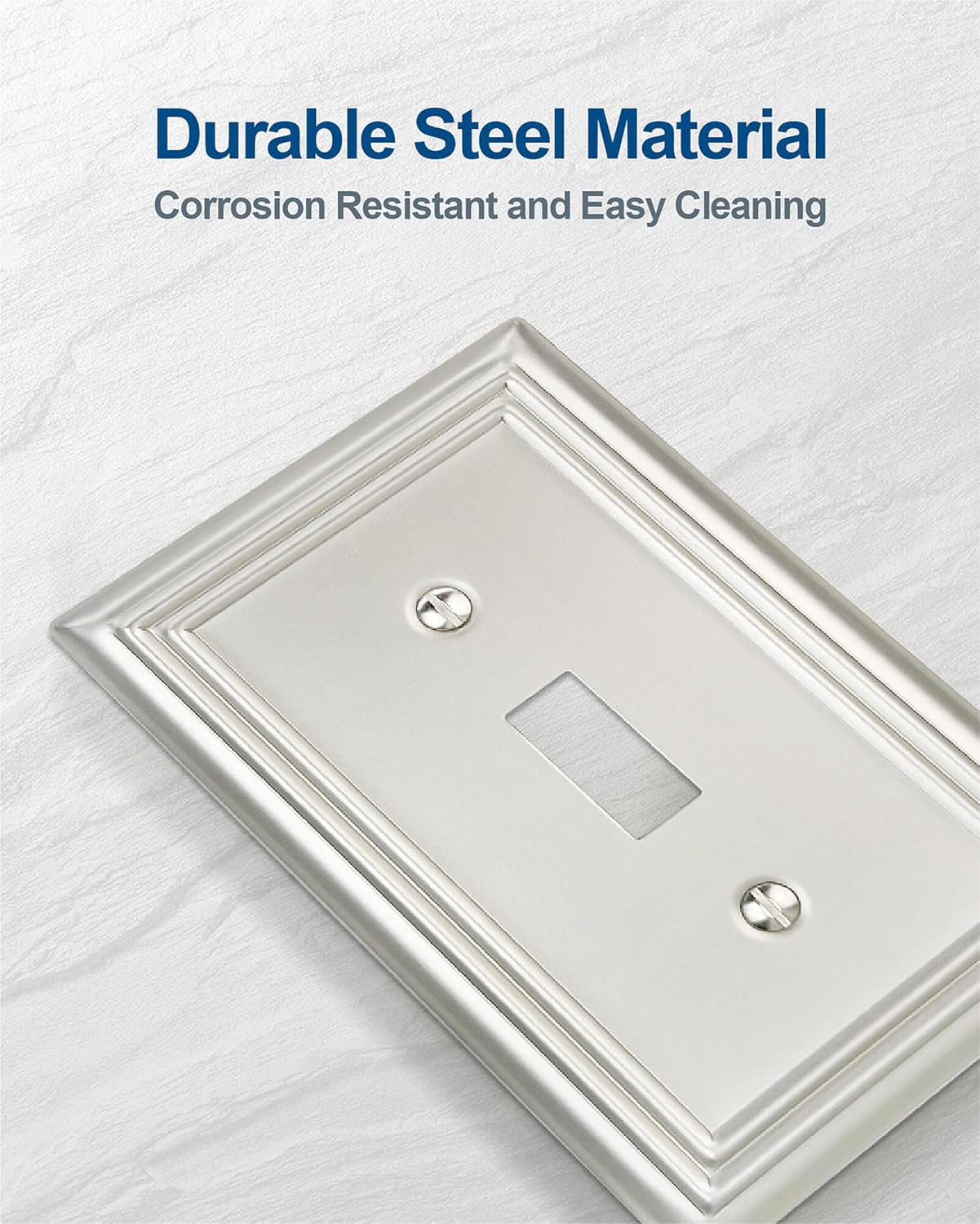 4-Pack Single Toggle Wall Plate, Metal Switch Plate Cover, Satin Nickel Light Switch Cover