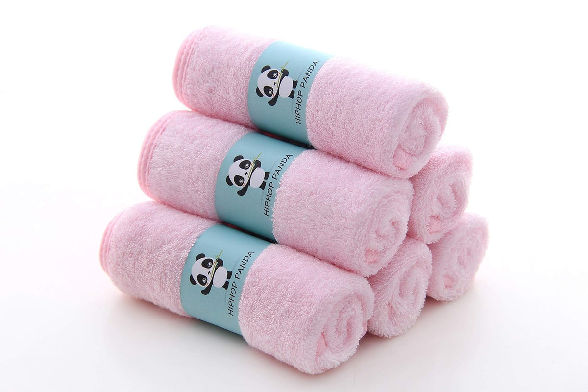 HIPHOP PANDA Baby Washcloths, Rayon Made from Bamboo - 2 Layer Ultra Soft Absorbent Newborn Bath
