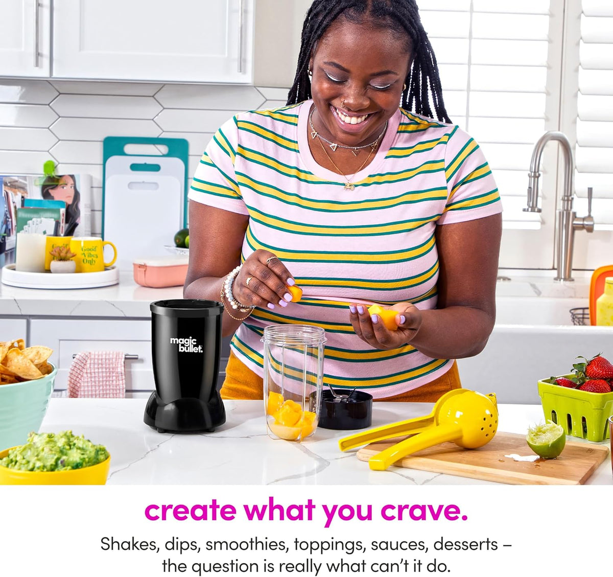Magic Bullet® Blender Set, 7-Piece Set, 250W Blender and Food Processor, 2 Blending Cups, Cross