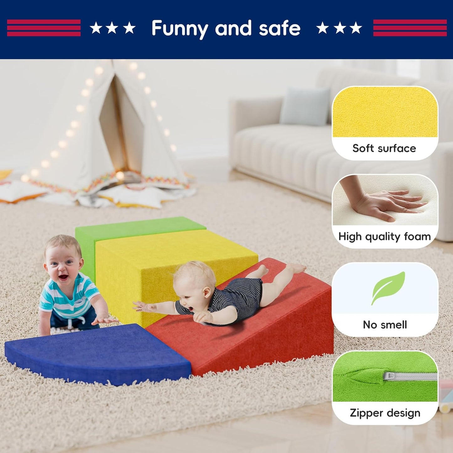 Large Baby Climbing Blocks – 6 Pcs Climbing Toys for Toddlers - Ultra High Density Soft Foam Play