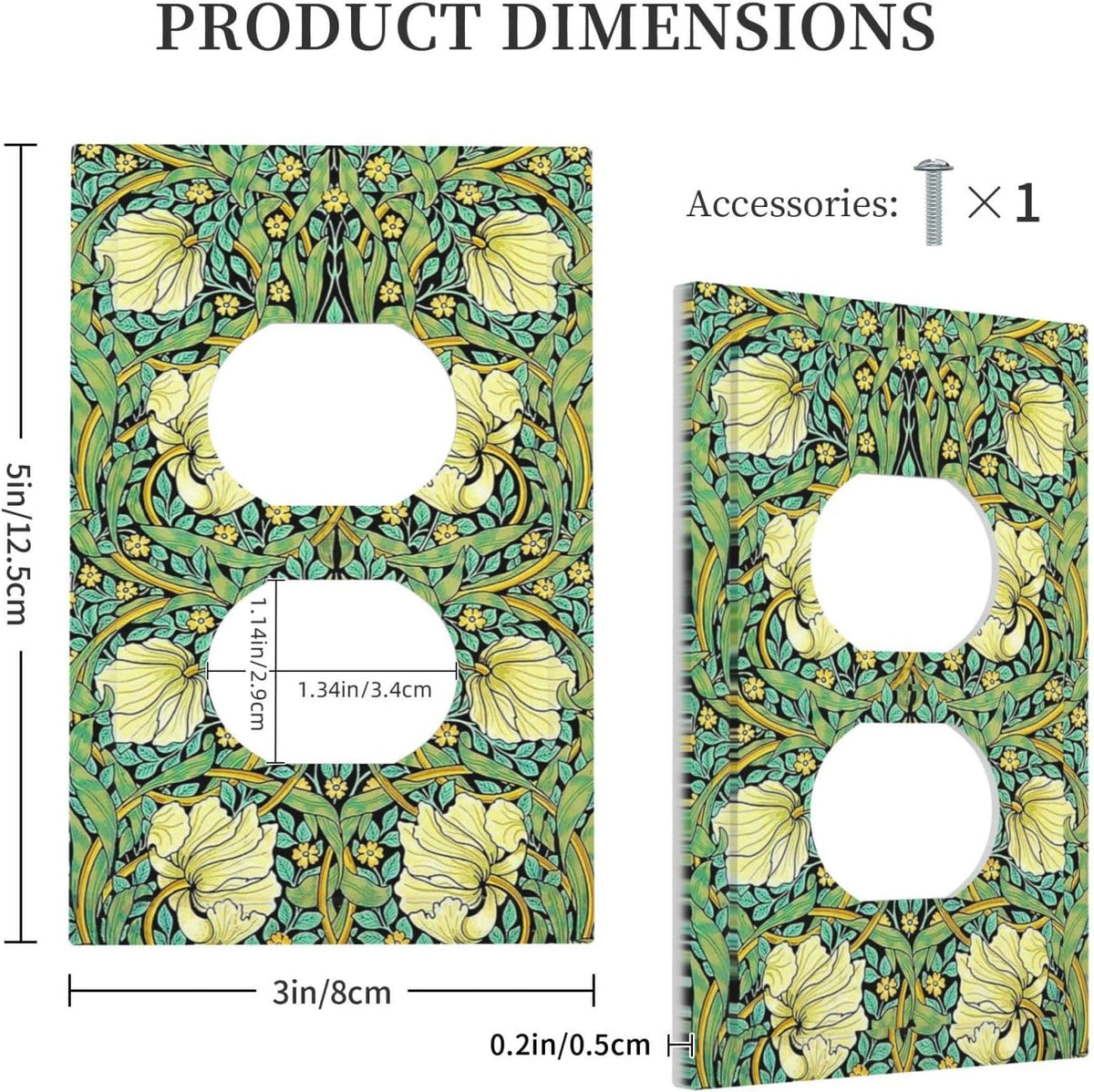 Outlet Covers William Morris Vintage Floral Yellow Flowers Green Leaf 1 Gang Duplex Wall Plate
