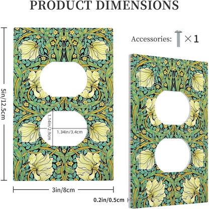 Outlet Covers William Morris Vintage Floral Yellow Flowers Green Leaf 1 Gang Duplex Wall Plate