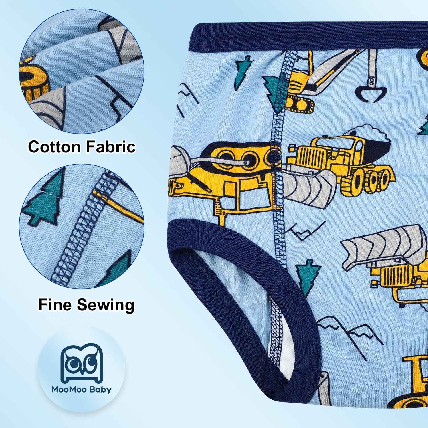 MooMoo Baby Potty Training Underwear 10 Packs Absorbent Toddler Training Pants for Boys and Girls