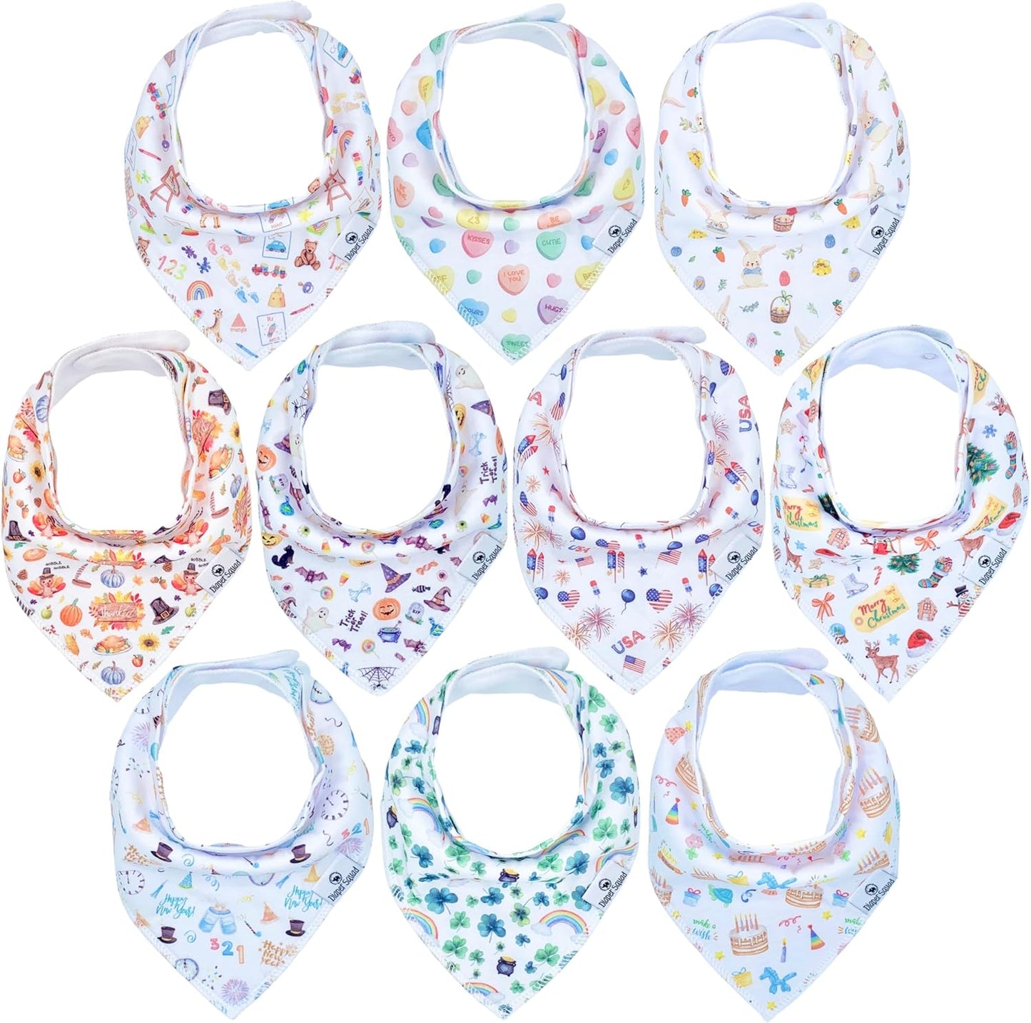 DiaperSquad's Baby Bibs for Drooling and Teething, Bibs for Boys, Baby Girl - Solid Cotton Baby