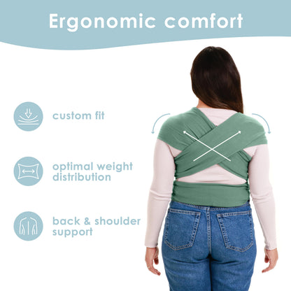 Sleepy Wrap Baby Carrier Wrap for Infants 7-35lbs, Lightweight, Sage Green