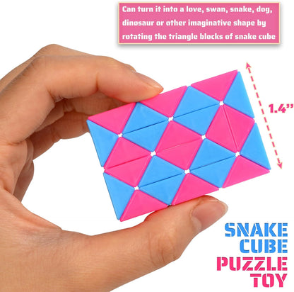 26 Pack 24 Blocks Magic Snake Cube Toy,Fidget Mini Snake Cube Puzzle Toy for Kids,Mini Plastic