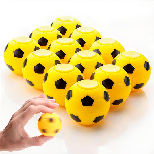 Entervending Fidget Spinners - 2 Inch Stress Balls - 12 Pcs Soccer Party Favors - Yellow Mini