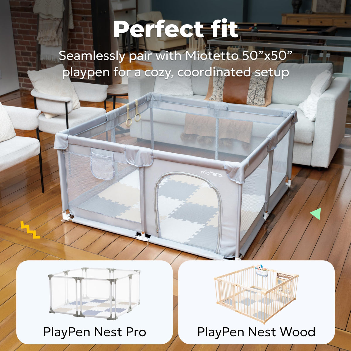 MioTetto Baby Play Mat, Soft Foam Floor Tiles for Kids. Adjustable Interlocking Foam Tiles, Fits