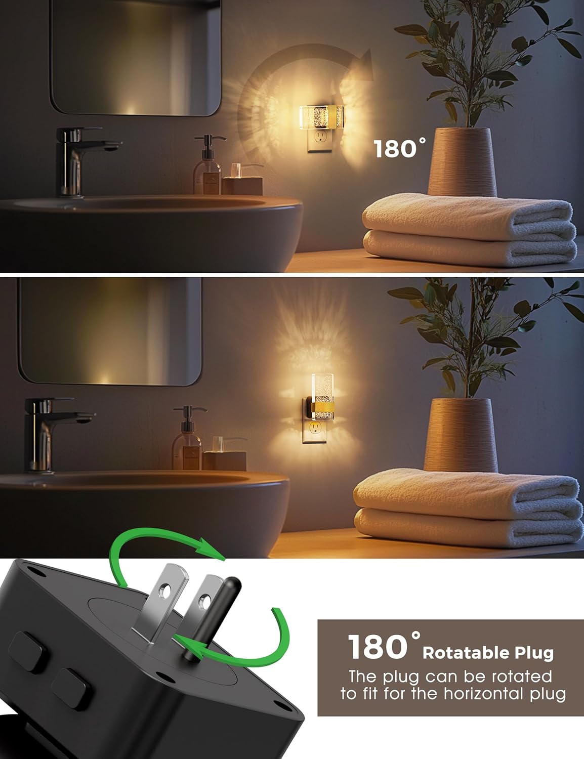 L LOHAS LED Night Lights Plug Into Wall [2 Pack], Color Changing Night Light with Dusk to Dawn