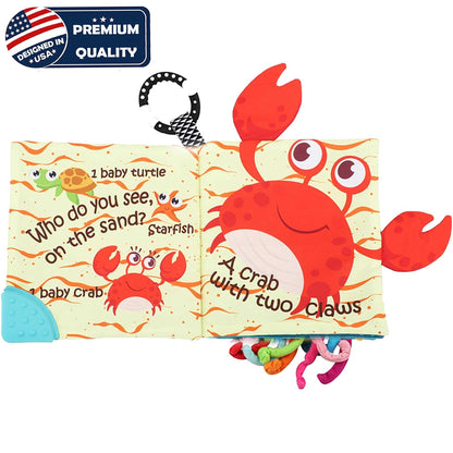 Fish Baby Books Toys, Touch Feel Cloth Crinkle Books for Babies,Baby Infant Toys 0-6, 6-12, 12-18