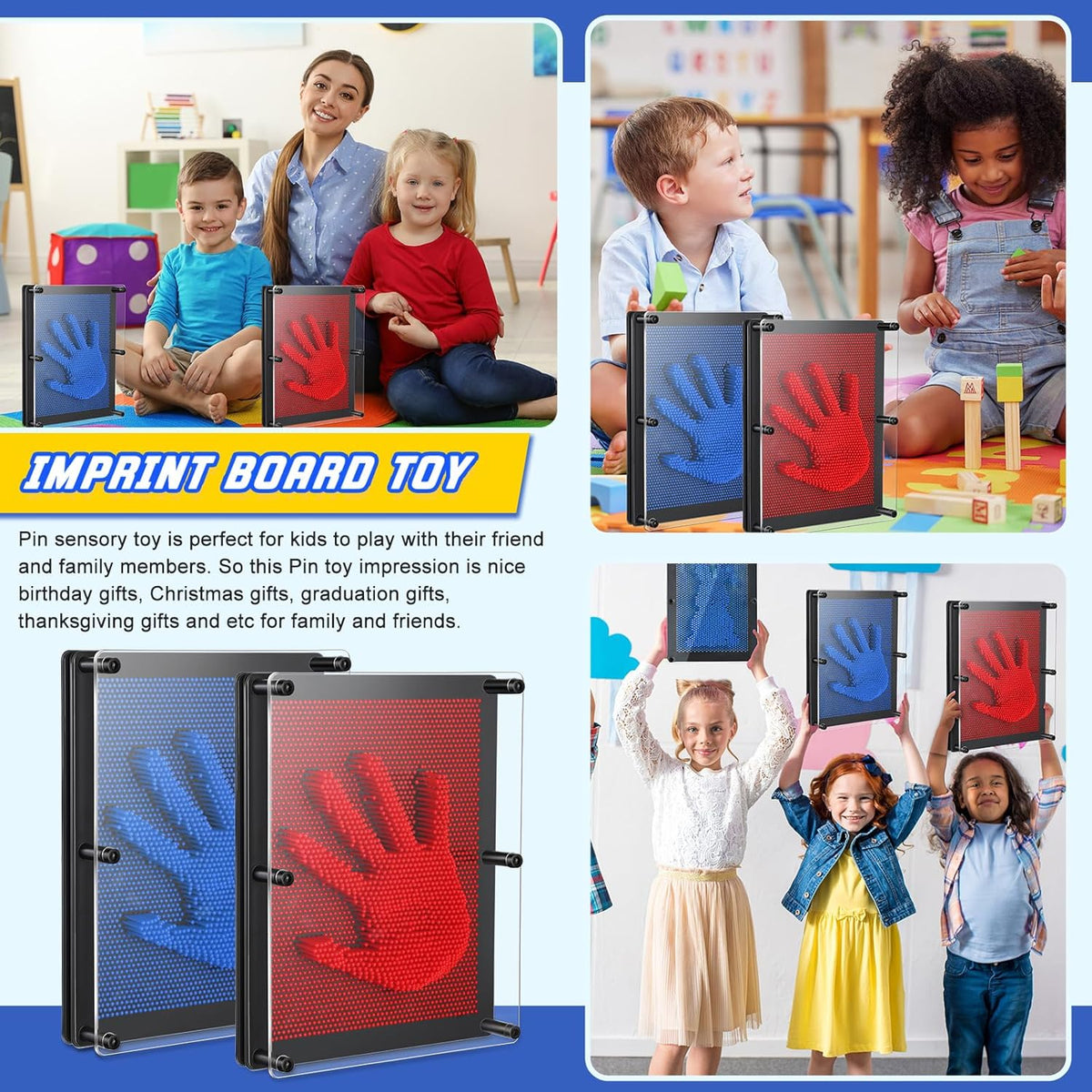 2 Pack Extra Large 3D Pin Art Board Toy 10 x 8 Inch Plastic Pin Art Board Sensory Toy Stress Relief