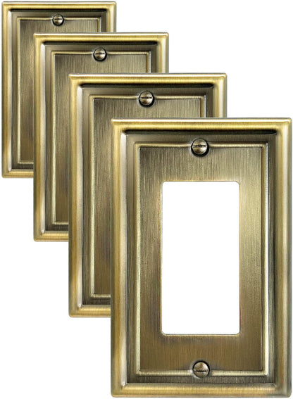 Decorator/Rocker Wall Plate for Dimmer Switch, GFCI Outlet and Receptacal, Metal Outlet Covers