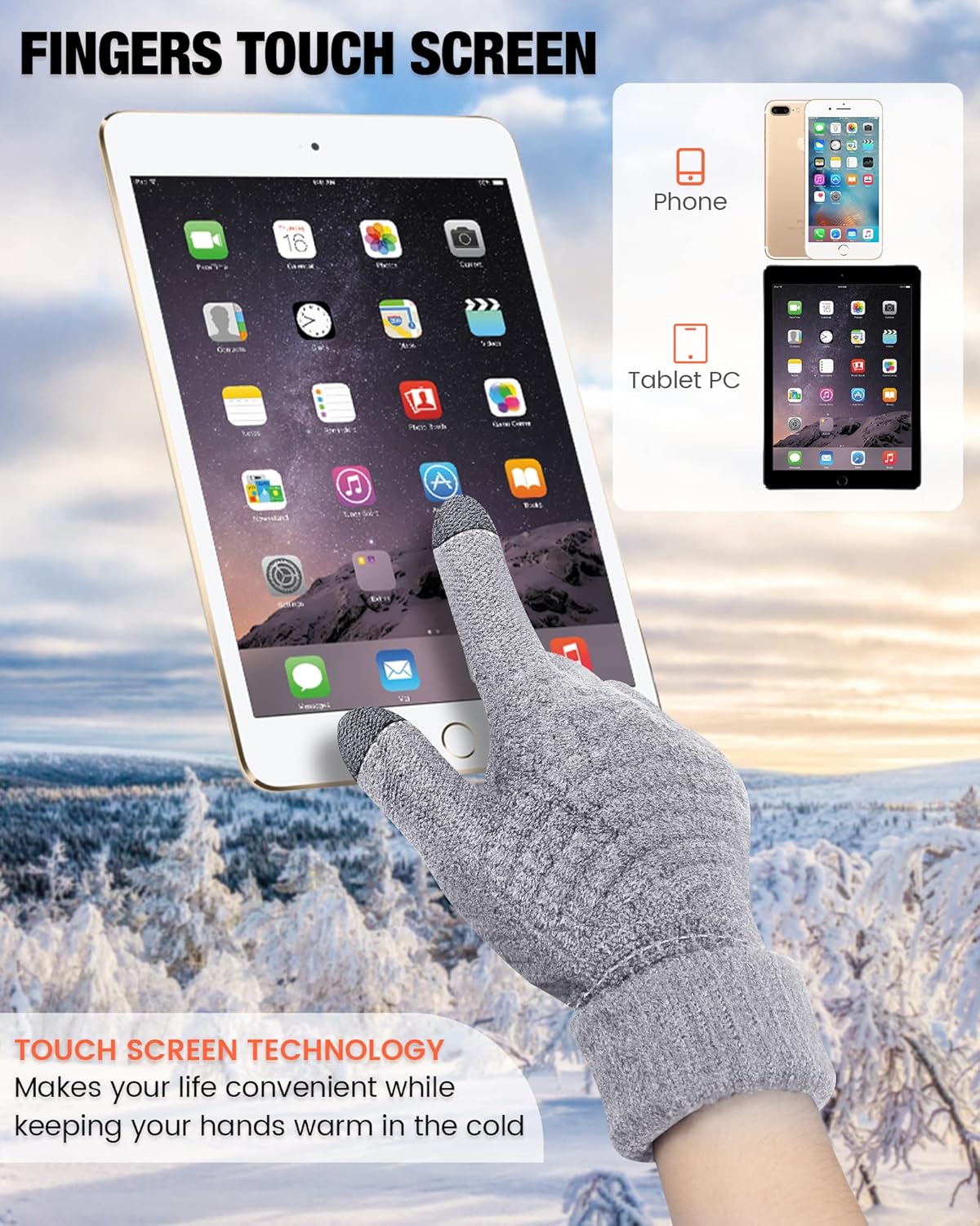 Geyoga 2 Pairs Women's Winter Touch Screen Gloves Soft Warm Fleece Lined Knit Elastic Cuff Winter