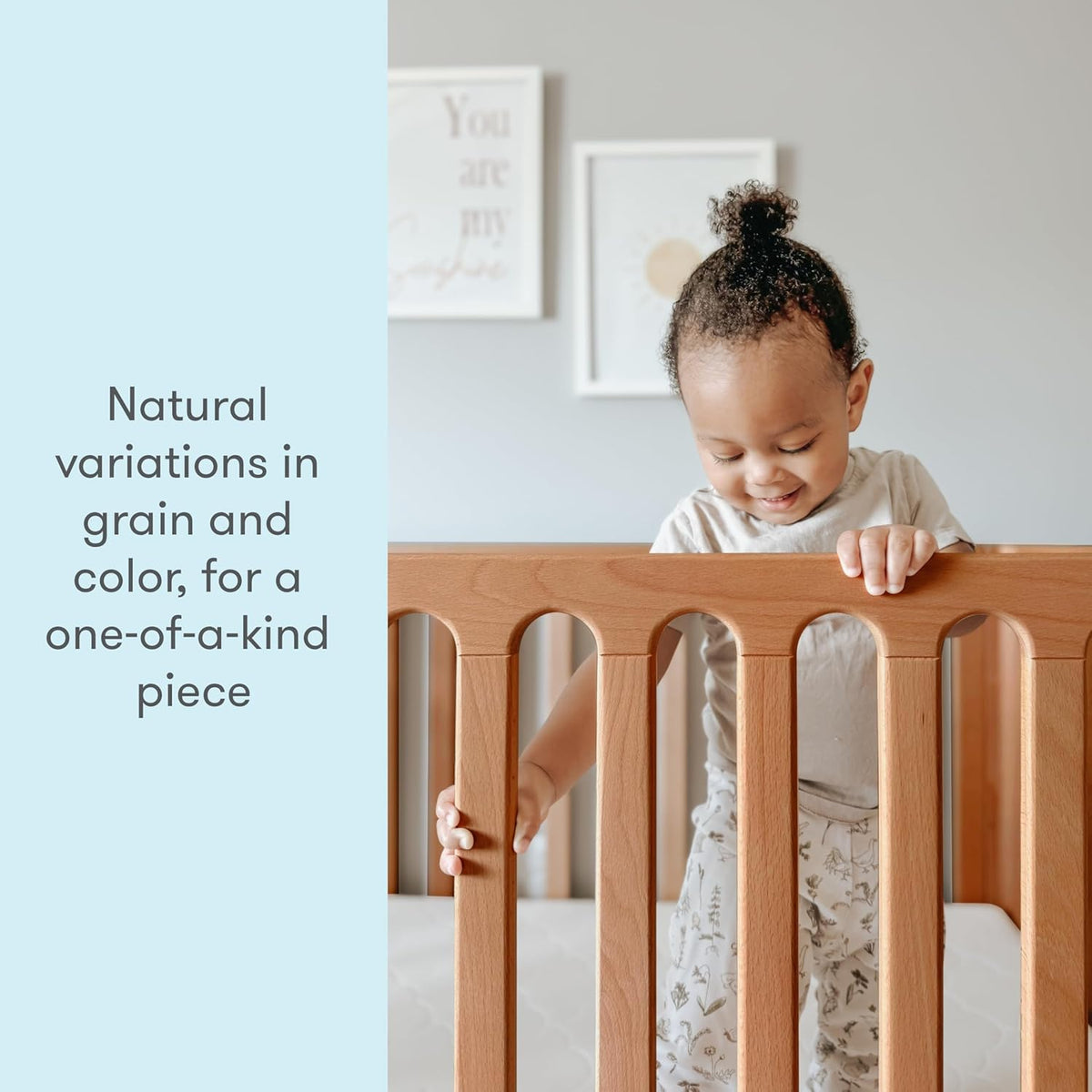 Newton Baby Galileo Standard Crib, Solid Beech Wood in Chestnut Color, 3-in-1 Convertible Crib with