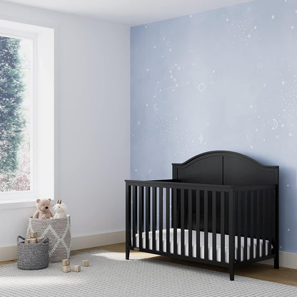 Graco Wilfred 5-in-1 Convertible Crib (Black) – GREENGUARD Gold Certified, Converts to Toddler Bed