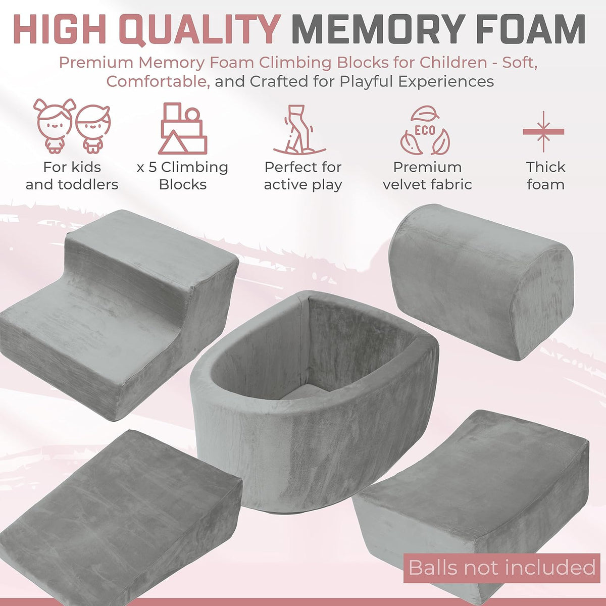 Foam Climbing Blocks for Toddlers 1-3 - Baby Climb and Crawl Activity Playset - Indoor Activity