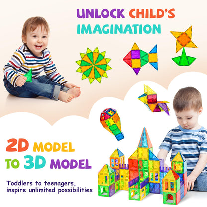 cossy 120Pcs Magnetic Tiles Magnetic 3D Building Blocks Set, Construction Toys for 3 4 5 6 7 8 Year