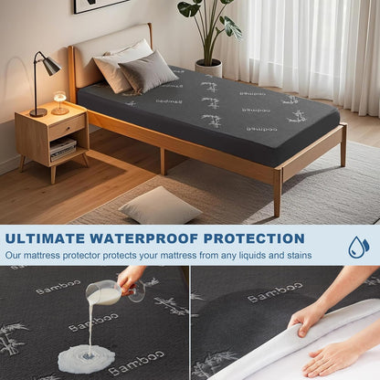 BEDLORE Twin XL Size Mattress Protector Waterproof, Mattress Pad Fitted 6-15 Inch Deep Pocket, 3D