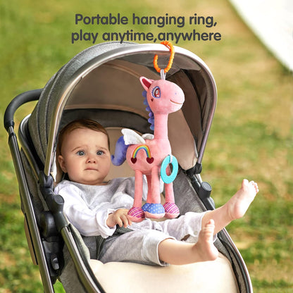TUMAMA Baby Plush Hanging Rattle Toys, Crib Car Seat Travel Stroller Playmat Soft Plush Toy with