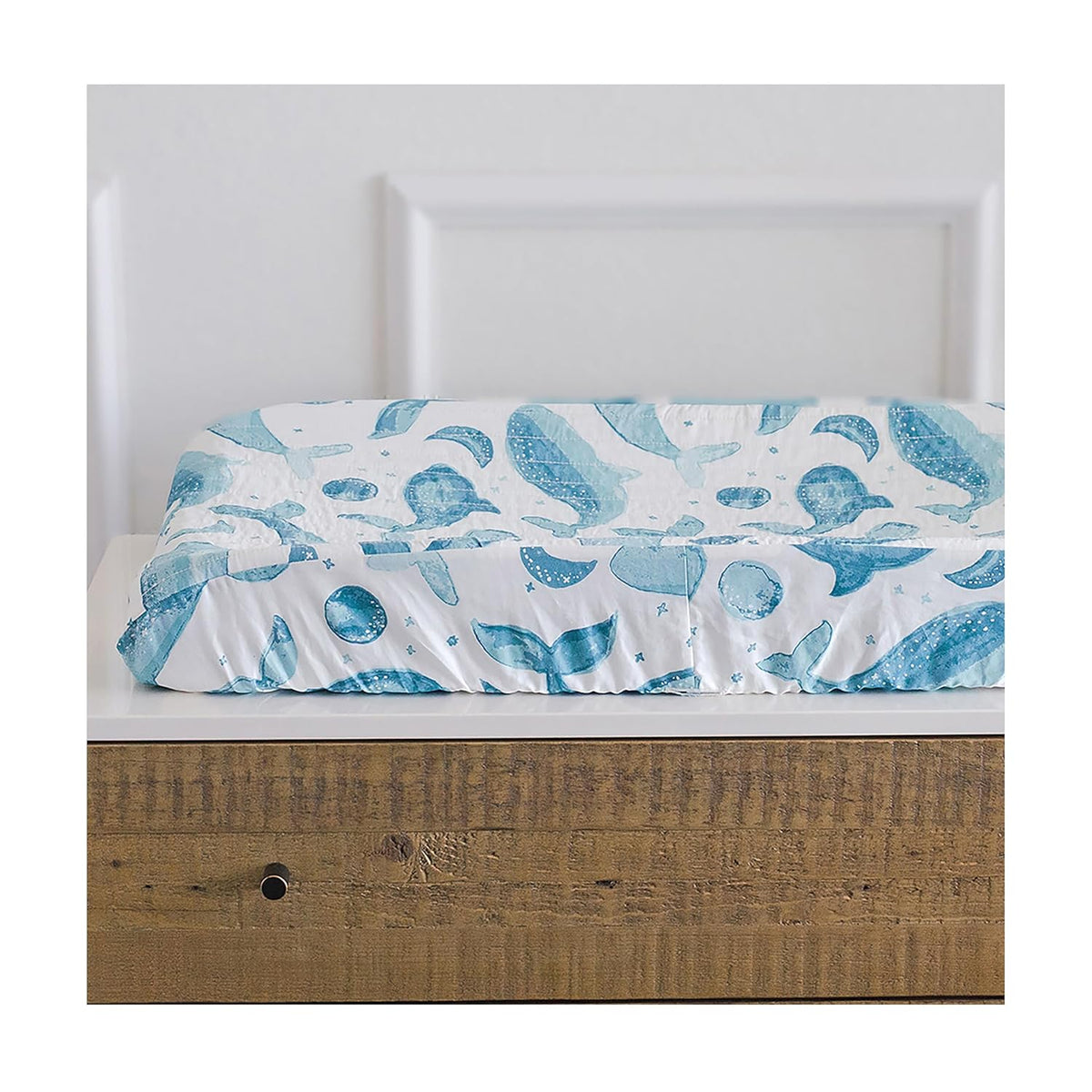 Crane Baby Quilted Changing Pad Cover with Animal Print, Breathable Cotton Sateen, Fits Standard