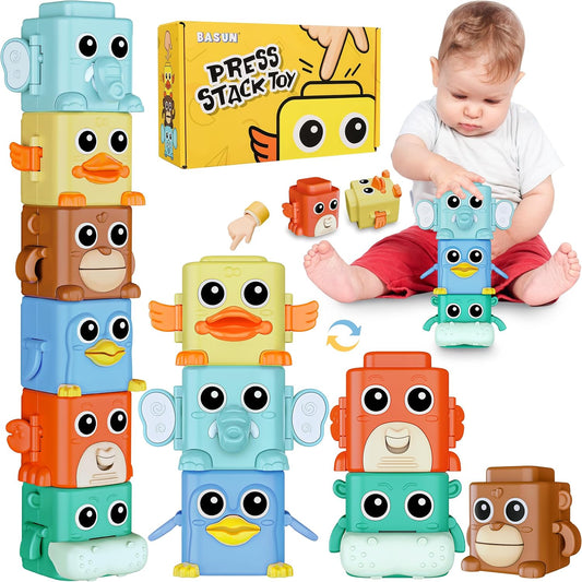 Stacking Toys Set for Toddlers 18+ Months, 6 in 1 Infant Sensory Toys with Changing Expressions