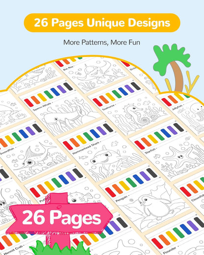 TECJOE Paint with Water Coloring Books for Toddlers, Marine Animal Series Watercolor Set with 3