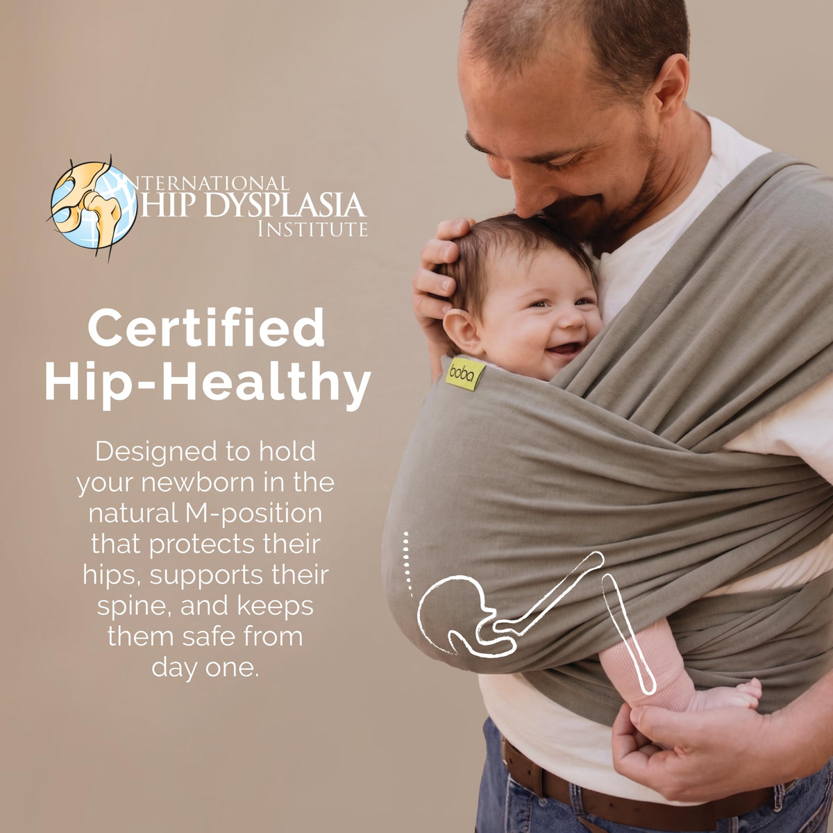 Boba Baby Wrap Carrier - Stretch Cotton Newborn Sling, Grey