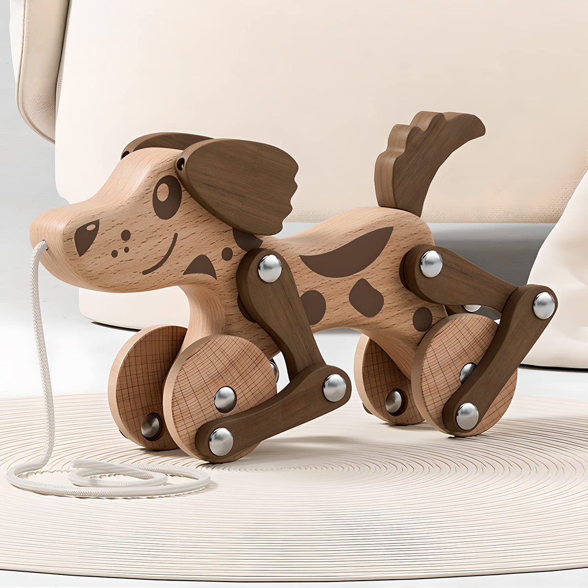 Montessori Toys 1 2 3 4 Years Old Boys Girls Wooden Walking Pull Dog Toy for Baby Toddler, Pull