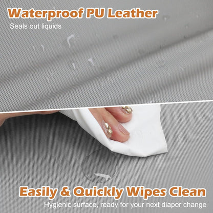 Vegan Leather Baby Changing Pad, Waterproof & Wipeable Soft Diaper Changing Mat 32" x 16.6"