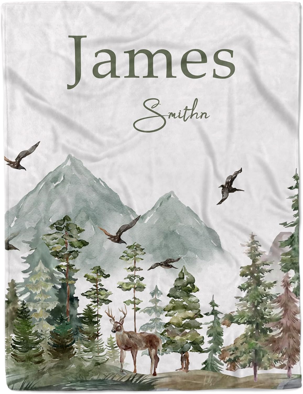 Personalized Woodland Baby Blanket with Name Custom Name Blanket for Boy Newborn Expect Mom