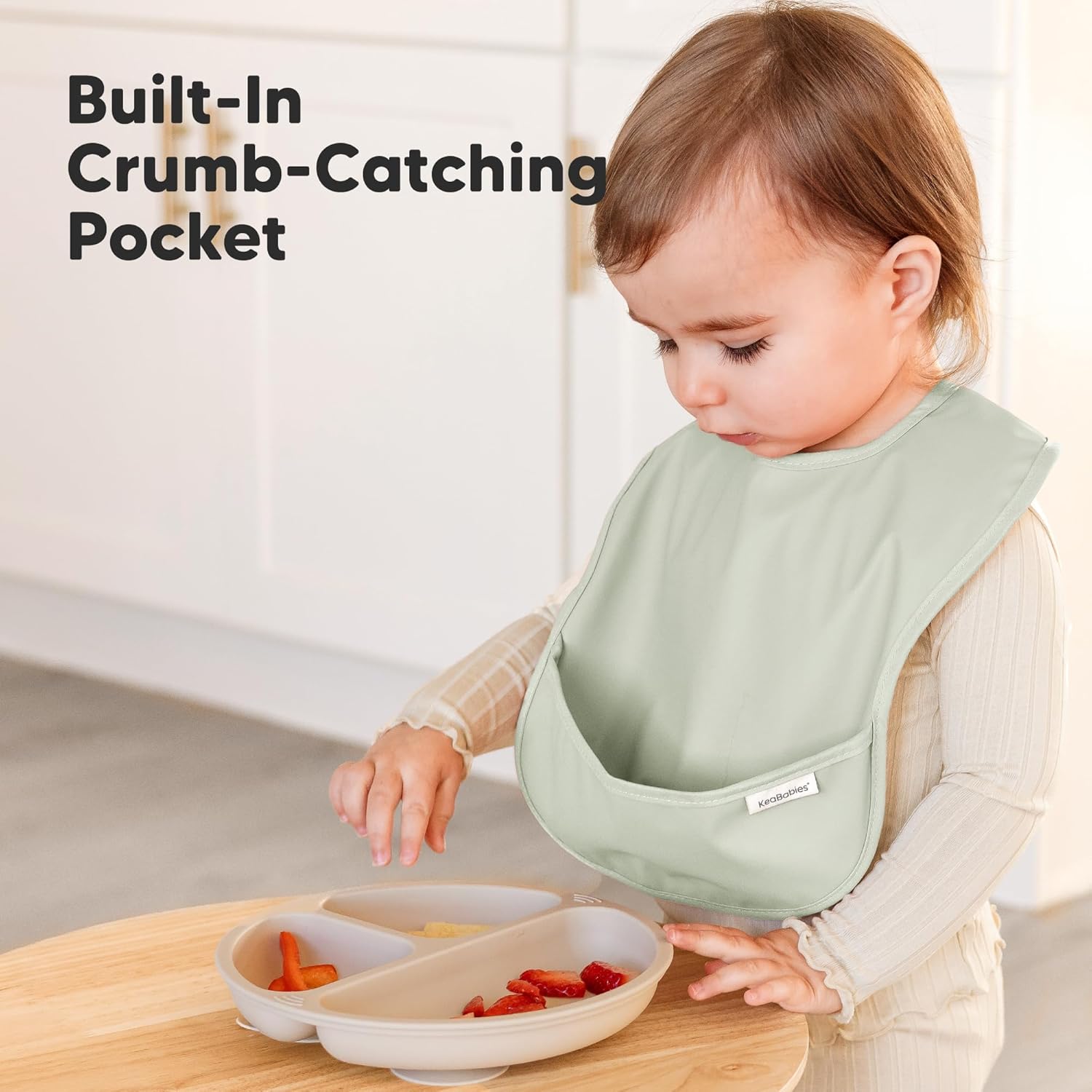 3-Pack Waterproof Baby Bibs for Eating - Lightweight Toddler Feeding Bibs with Large Food Catcher