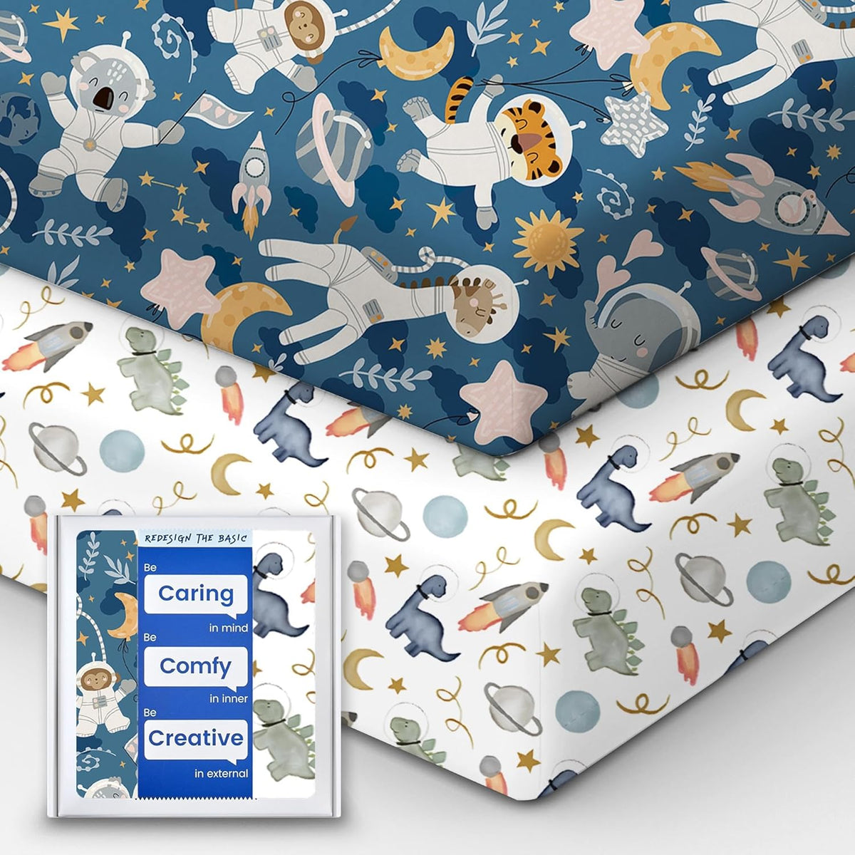 Premium Fitted Baby Boy Crib Sheets for Standard Crib Mattress - Ultra-Soft Jersey Knit Crib