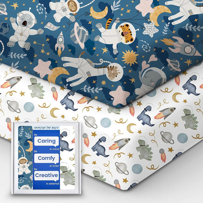Premium Fitted Baby Boy Crib Sheets for Standard Crib Mattress - Ultra-Soft Jersey Knit Crib