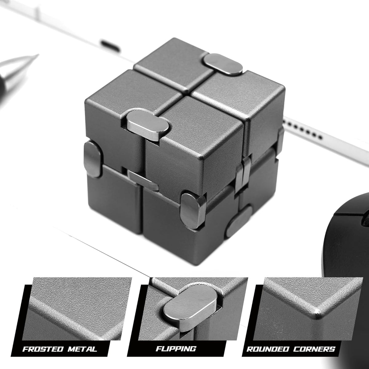 Metal Fidget Toys, Infinity Cube Fidget Toys, Fidgets Blocks for Kids Adults Teens, Handheld Toys