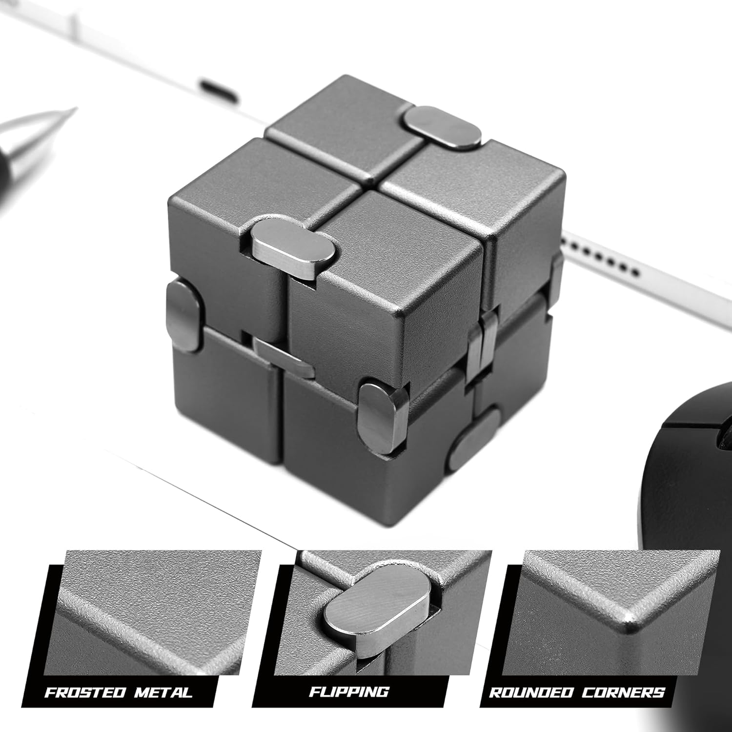 Metal Fidget Toys, Infinity Cube Fidget Toys, Fidgets Blocks for Kids Adults Teens, Handheld Toys