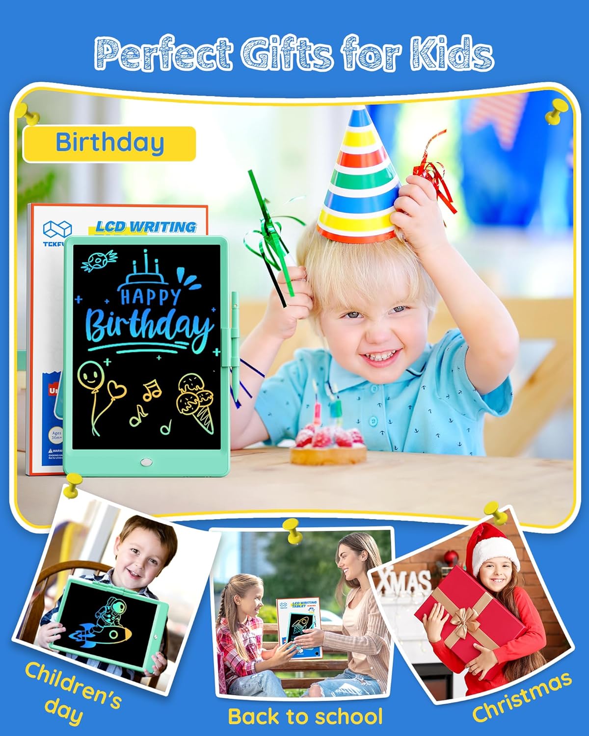 TEKFUN Kids Toys 10Inch LCD Writing Tablet, Mess Free Coloring Doodle Board, Drawing Pad for Kids