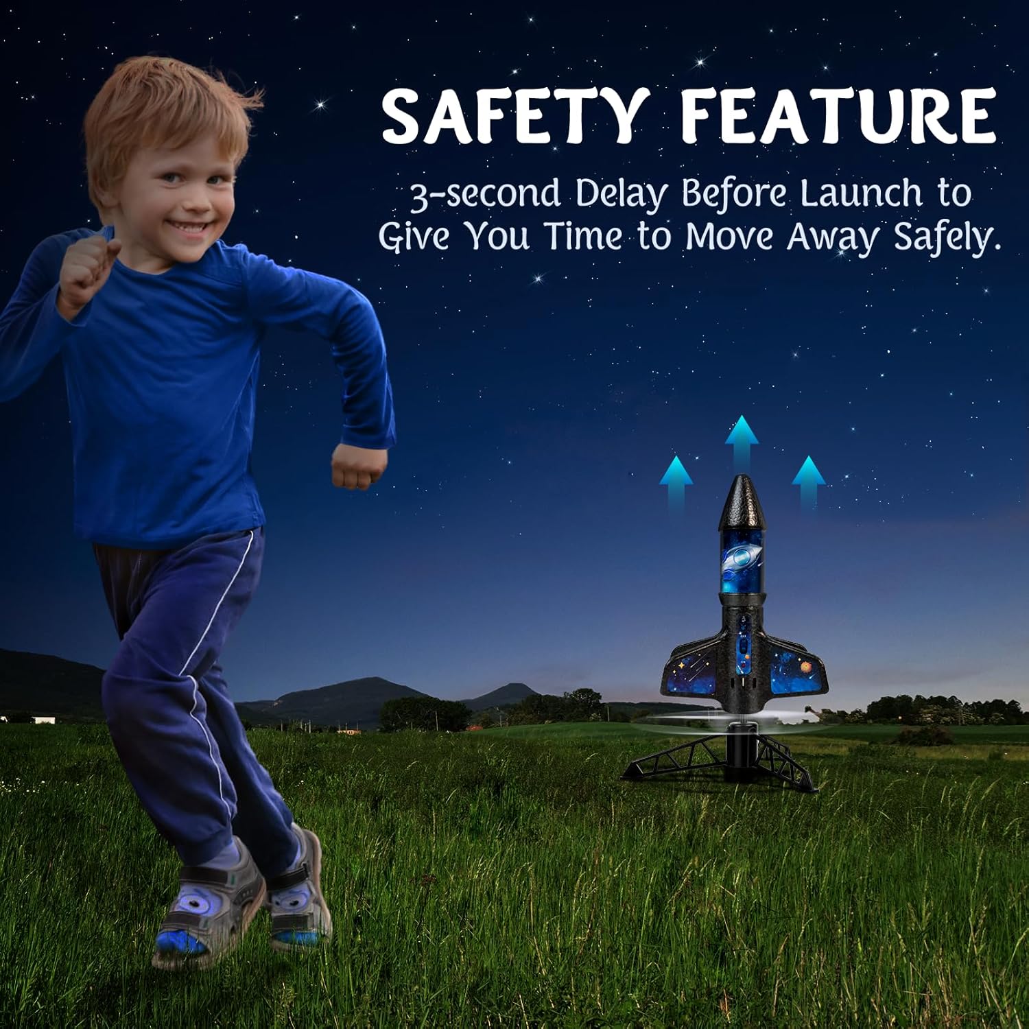Rocket Launcher for Kids -200 Feet of Flight Altitude, Auto Electric Rocket Toys with Safe