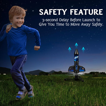 Rocket Launcher for Kids -200 Feet of Flight Altitude, Auto Electric Rocket Toys with Safe
