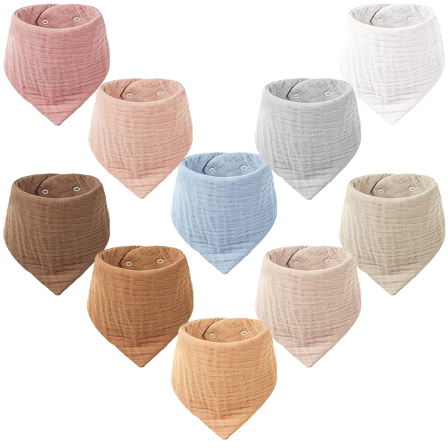 Konssy Muslin Baby Bibs 10 Pack Baby Bandana Drool Bibs 100% Cotton for Unisex Boys and Girls, Soft