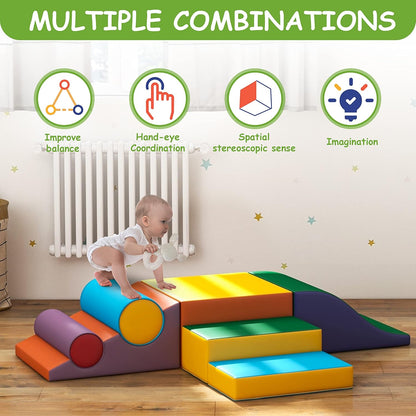 Toddler Foam Climbing Set Indoor - Kids Climb & Crawl Soft Activity Playset - Toddler Climber