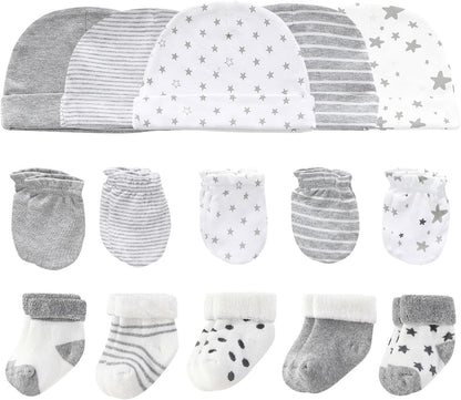 Baby Hats Mittens and Socks Set Cotton Newborn Hat Beanie Soft Infant Girls Boys Caps Gloves 0-6