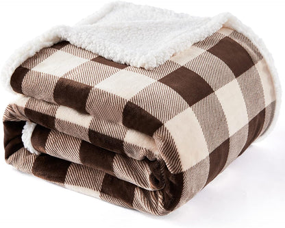 Touchat Sherpa Buffalo Plaid Christmas Twin Blanket 60" X 70", Fuzzy Fluffy Soft Cozy Throw