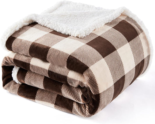 Touchat Sherpa Buffalo Plaid Christmas Twin Blanket 60" X 70", Fuzzy Fluffy Soft Cozy Throw