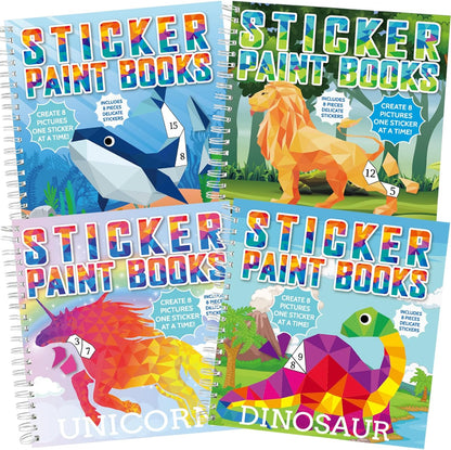4 Pcs Paint by Sticker Books for Kids Ages 4-8 Sticker by Number Books Activity Book for Kids Ages