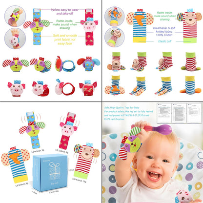 Soft Baby Rattle Toys Foot Finder Socks Wrists Rattles, Ankle Leg Hand Arm Bracelet Activity