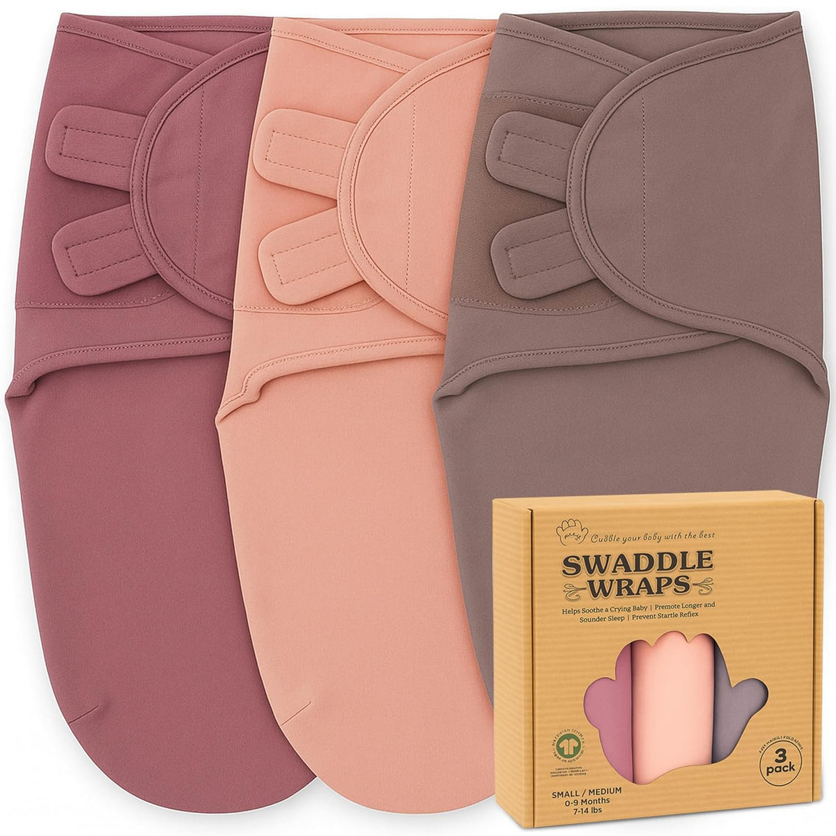 Bublo Baby Swaddles for Newborns – 3-Pack Infant Swaddles 0-3 Months – Adjustable Swaddle Sleep
