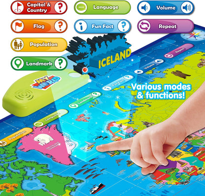 BEST LEARNING i-Poster My World Interactive Map - Educational Talking Toy for Kids of Ages 5 to 12